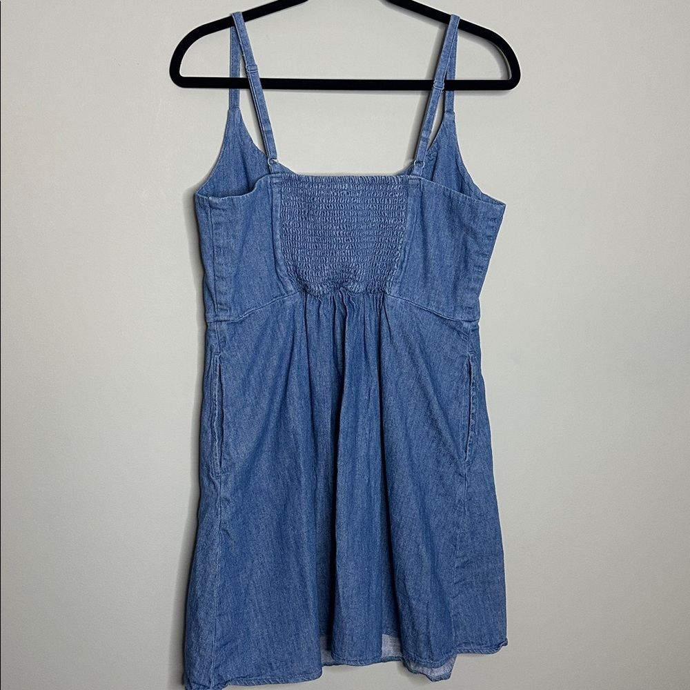 Old Navy 100% cotton Blue cami Spaghetti Strap Dress size L light wash - Picture 4 of 5